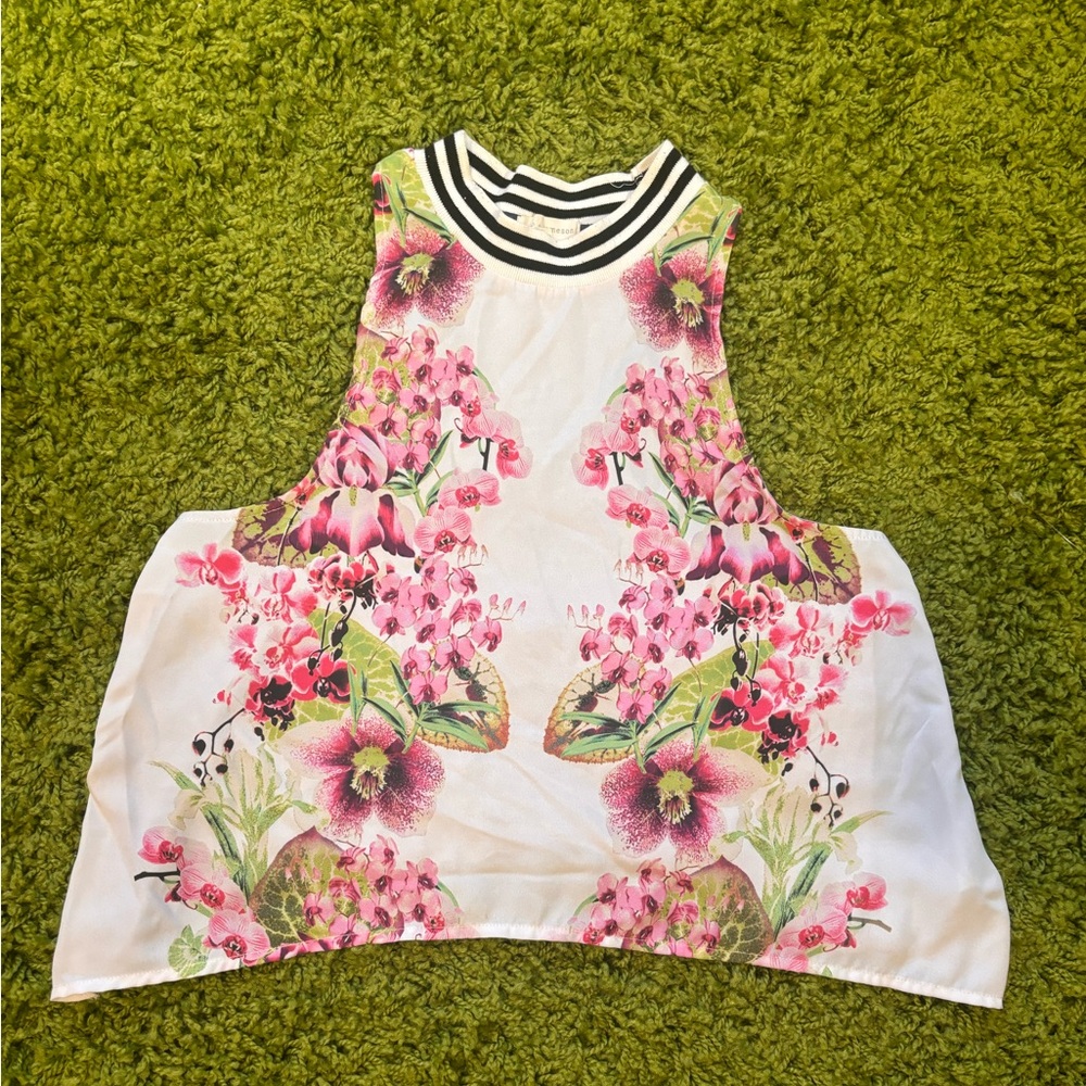 Pink and white floral tank